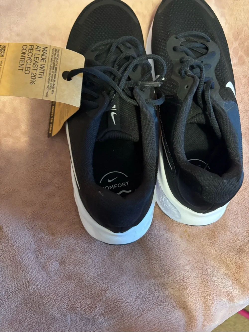 Nike Black Athletic Running Shoes with White Swoosh
